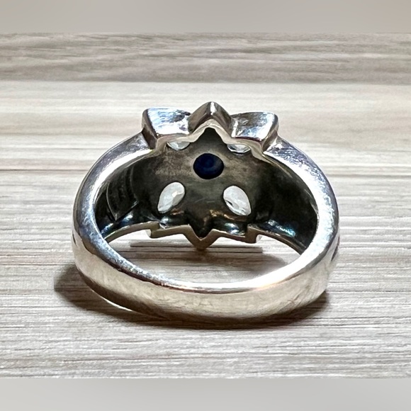 Nancy & David Sterling Silver & 14K Gold Blue Topaz & Sapphire Ring, Size 8 - Picture 4 of 10